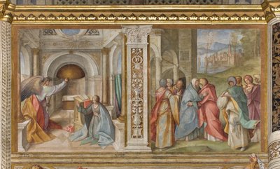 Középhajó, Harmadik északi szakasz, Angyali üdvözlet, Látogatás, Boccaccio Boccaccino 1516-17 alkotó: Boccaccio Boccaccino