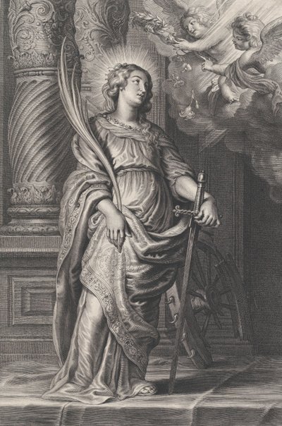 Szent Katalin pálmalevelekkel és karddal, két putti fej fölött babérral..., kb. 1625-59. alkotó: Boetius Adams Bolswert
