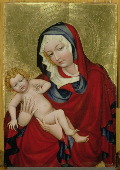 Szűz és gyermek, 1400 körül (tempera és aranylevél a panelen) alkotó: Bohemian School