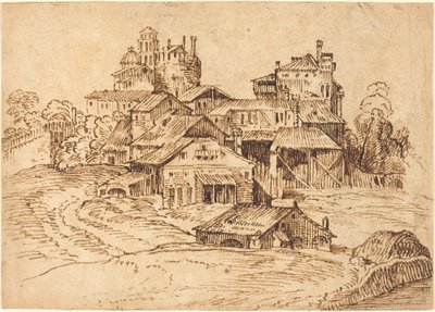 Kilátás egy olasz városra (Titian vagy Domenico Campagnola után) alkotó: Bolognese 17th Century