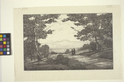 Távoli hegyek (tinta papíron) alkotó: Bolton Coit Brown