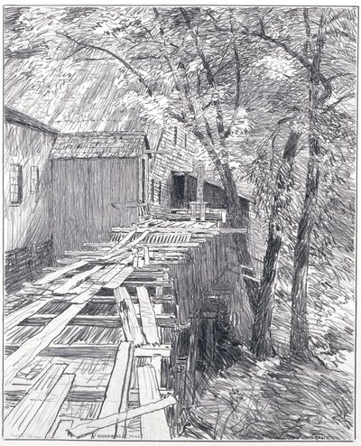 Shufelt malom (tinta papíron) alkotó: Bolton Coit Brown
