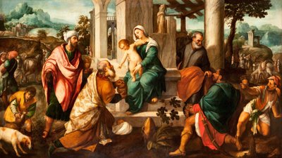 A mágusok imádása alkotó: Bonifazio Veronese