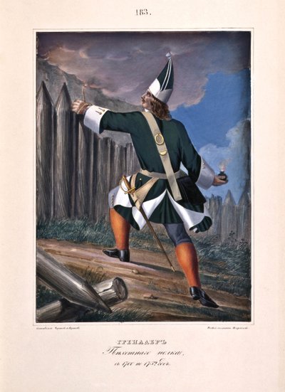 A gyalogezred gránátosa 1700-1732-ben, 1841 alkotó: Boris Artemyevich Chorikov
