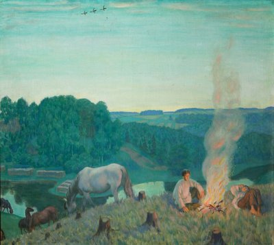 Tábortűz, 1916 alkotó: Boris Mikhailovich Kustodiev