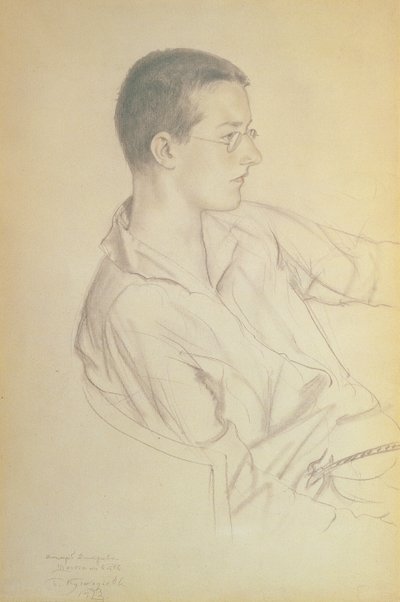 Dmitrij Dmitrijevics Sosztakovics (1906-75) portréja, 1923 (ceruza papíron) alkotó: Boris Mikhailovich Kustodiev