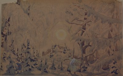 Színpadterve N. Rimszkij-Korszakov A hóleány című operájához, 1910 alkotó: Boris Mikhailovich Kustodiev