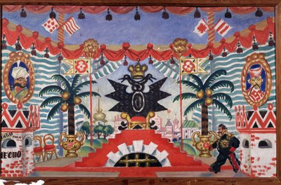 Színpad az E. Zamyatin A bolha című színdarabhoz, 1925-1926 alkotó: Boris Mikhailovich Kustodiev