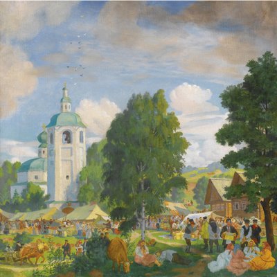 Falusi vásár, 1920 alkotó: Boris Mikhailovich Kustodiev