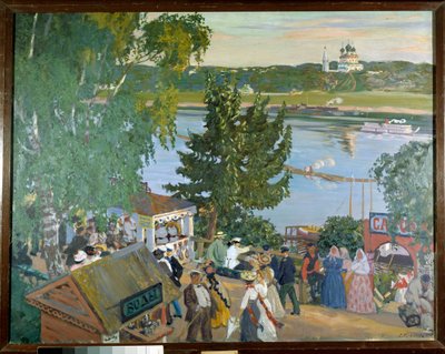 Séta a Volgán. Boris Koustodiew orosz művész festménye (1878-1927) alkotó: Boris Mikhailovich Kustodiev