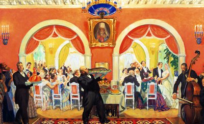 Esküvői lakoma alkotó: Boris Mikhailovich Kustodiev