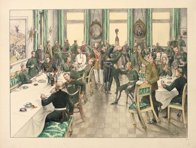 A Telish-i csata emlékére tartott Hagyományos Reggeli, amelyen az Egerski Őrezred részt vett 1877. október 12-én. alkotó: Boris V. de Heroys