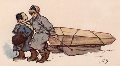 Temetés Szovjet-Oroszországban (színes litó) alkotó: Boris Vasilievich Zvorykin