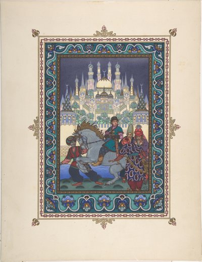 Illusztráció Iván Tsarevics, a tűzmadár és a szürke farkas meséjéhez, c. 1925 alkotó: Boris Vasilievich Zvorykin