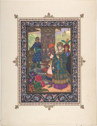 Illusztráció Iván Tsarevics, a tűzmadár és a szürke farkas meséjéhez, c. 1925 alkotó: Boris Vasilievich Zvorykin