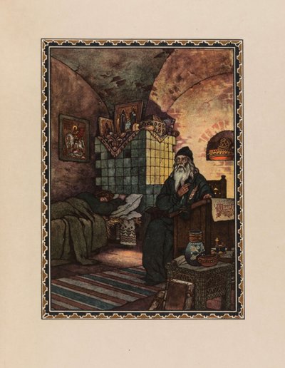 Pimen. Illusztráció A. Puskin Borisz Godunov drámájához, 1927. alkotó: Boris Vasilievich Zvorykin