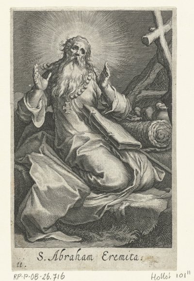 Edesszai Szent Ábrahám remeteként S. Abraham Eremita (cím a tárgyon) Remeték (sorozat címe) Sacra eremvs ascetarvm (sorozat címe) alkotó: Boëtius Adamsz. Bolswert