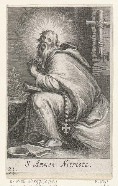 Nagy Szent Ammóniusz, mint remete S. Ammon Nitriota (cím az objektumon) Remeték (sorozat címe) Sacra eremvs ascetarvm (sorozat címe) alkotó: Boëtius Adamsz. Bolswert