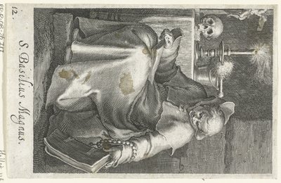 Nagy Szent Bazil mint remete S. Basilius Magnus (cím a tárgyon) Remeték (sorozat címe) Sacra eremvs ascetarvm (sorozat címe) alkotó: Boëtius Adamsz. Bolswert