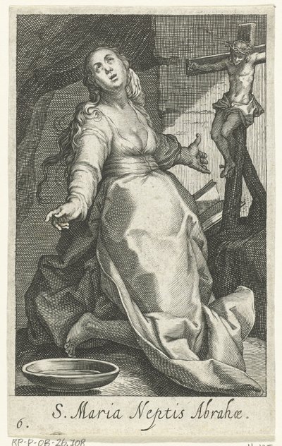 Heilige Maria als kluizenares Ábrahám Szent Mária unokaöccse (cím a tárgyon) Kluizenaressen (sorozat címe) Az aszkéták szent sivataga (sorozat címe) alkotó: Boëtius Adamsz. Bolswert