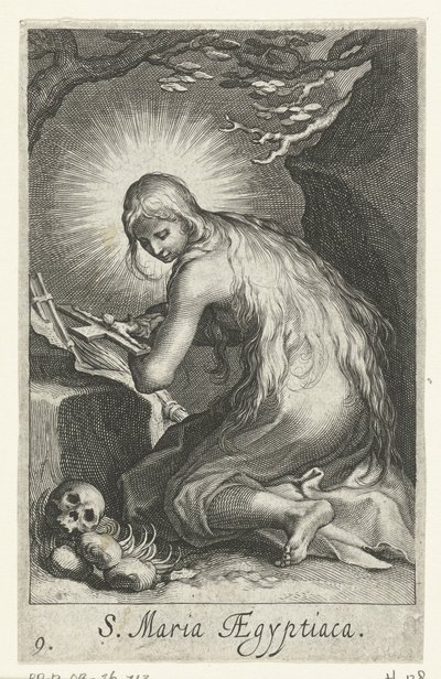 Egyiptomi Szent Mária remetenőként Remetenők (sorozat címe) Sacra Eremus Ascetriarum (sorozat címe) alkotó: Boëtius Adamsz. Bolswert