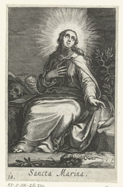Alexandriai Szent Marina remetenőként Sancta Marina (cím az objektumon) Remetenők (sorozat címe) Sacra Eremus Ascetriarum (sorozat címe) alkotó: Boëtius Adamsz. Bolswert