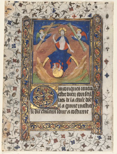 Levél az órák könyvéből: Krisztus az ítéletben, c. 1415. alkotó: Boucicaut Master