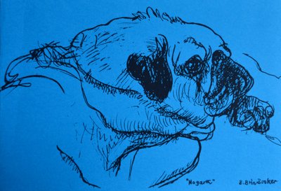 "Hogarth" (tinta kék papíron) alkotó: Brenda Brin Booker