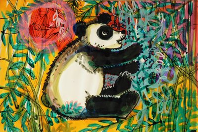 Panda (akril poszter színű és színes tinták) alkotó: Brenda Brin Booker