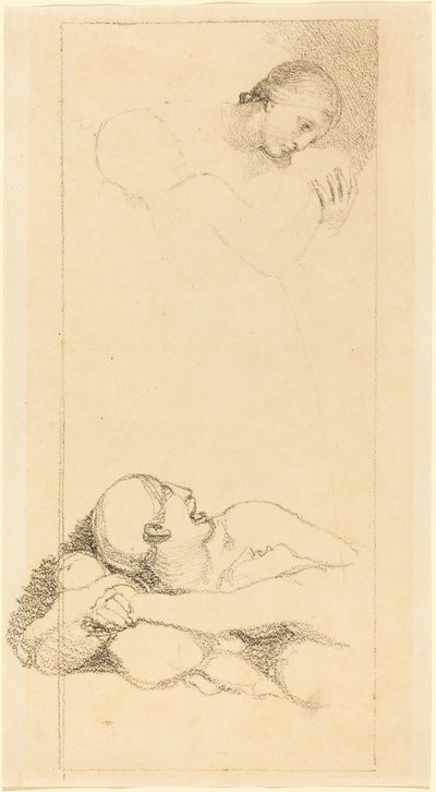 Megijedt férfi felnéz; Nő és Gyermekek alkotó: British 18th Century after John Flaxman