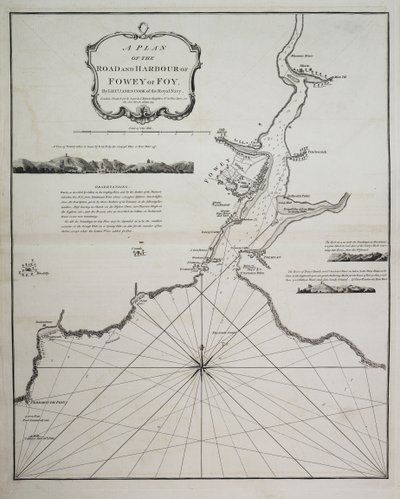 Fowey vagy Foy útjának és kikötőjének terve James Cook hadnagy, a Királyi Haditengerészet hadnagya által alkotó: British School