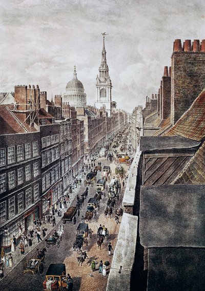 Cheapside Street Londonban, gravírozás, Anglia, Egyesült Királyság alkotó: British School