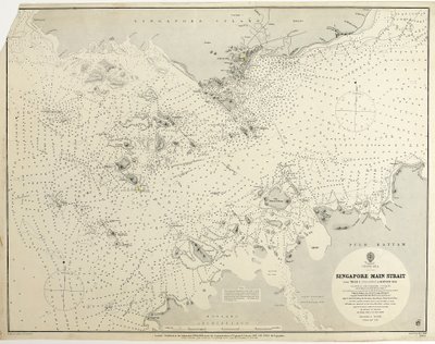 Kínai-tenger Szingapúri Fő-szoros Az I. fától (Pulo Angup) a Battam-öbölig J.W. Reed, R.N. személyzeti parancsnok és a H.M.S. Rifleman tisztjei által végzett felmérés. alkotó: British School
