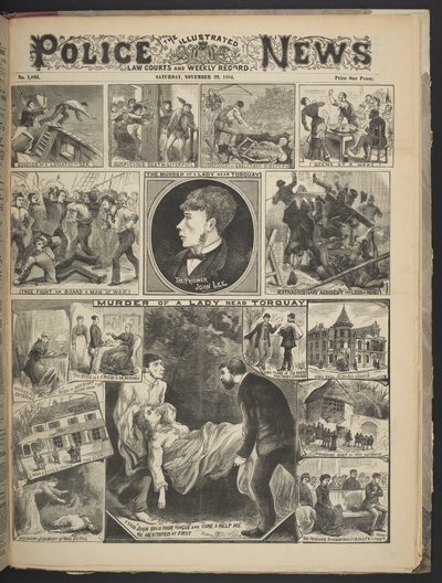 Az Illustrated Police News első borítója, 1884. november 29. (litho) alkotó: British School