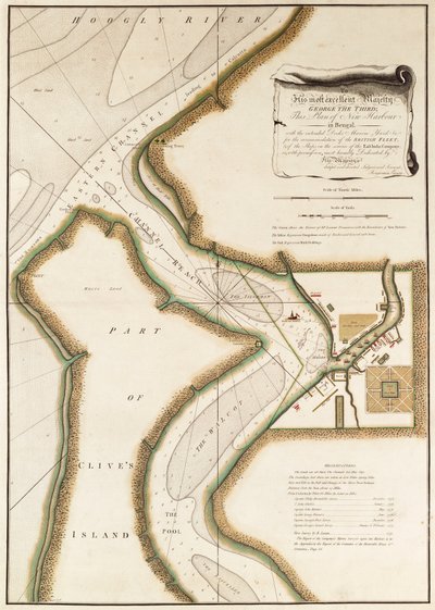 A Hoogly folyó térképe, 1777 körül (metszet) alkotó: British School