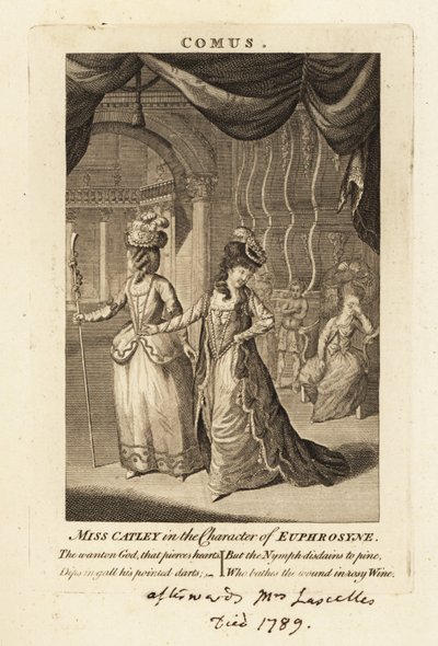 Miss Ann Catley Euphrosyne karakterében John Milton Comus című művében alkotó: British School