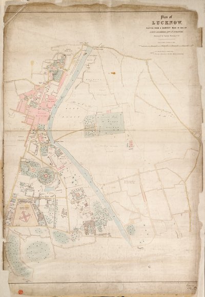 Lucknow terve, Moorsom hadnagy, 52. hadosztály, 1856-ban készült felmérés alapján. Gyalogos hadnagy. (Moorsom százados által bemutatott), 1856 körül (selyem, papír). alkotó: British School