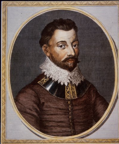 Sir Francis Drake, kereskedő és kalóz (színes metszet) alkotó: British School