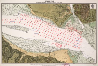A flotta Spithead-i gyülekezése 1914. július 15-20. alkotó: British School