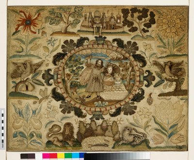 Textilpanel Izsák áldozatával alkotó: British School