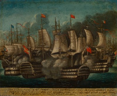 A trafalgari csata, 1805. október 21.", British School alkotó: British School
