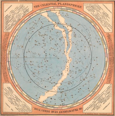 Az égi planiszféra vagy átlátszó csillagrendező, 1850 körül (kártya, papír, szövet) alkotó: British School