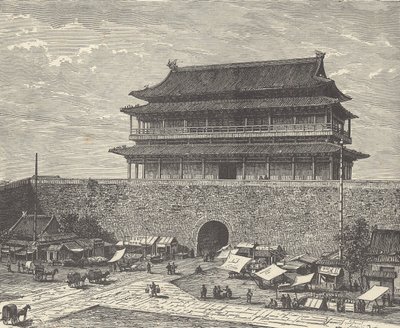 Tsien Men kapu, bejárat a Tiltott Városba, Peking (Peking), Kína (metszet) alkotó: British School