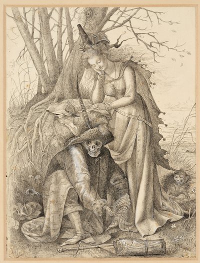 Vanitas allegória: Halál és egy fiatal nő alkotó: British School