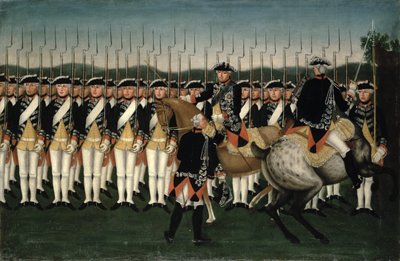 II. Friedrich (1712-86) a hesseni őrezreddel alkotó: Brock