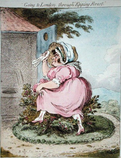 Londonba utazni az Epping-erdőn keresztül, James Gillray (1757-1815) metszetében Hannah Humphrey adta ki 1802-ben (kézzel színezett rézkarc) alkotó: Brownlow (after) North