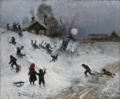 Szánkózás, 1882 alkotó: Bruno Andreas Liljefors