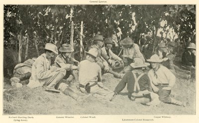 Konferencia a durva lovasok csatája után, spanyol-amerikai háború, 1898. június, 1899. alkotó: Burr McIntosh