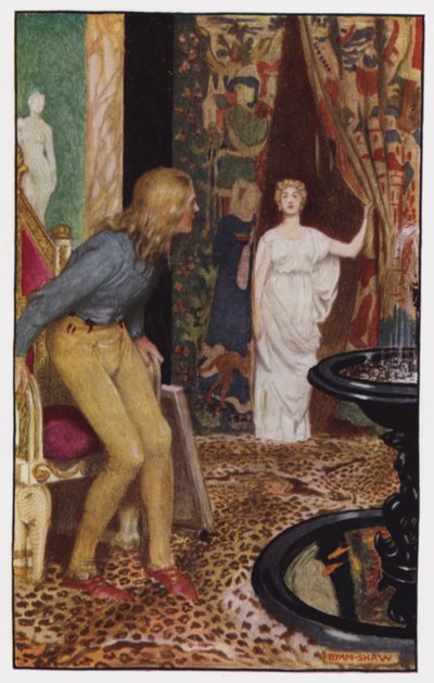 Illusztráció a kolostorhoz és a kandallóhoz, Charles Reade (színes litó) alkotó: Byam (after) Shaw