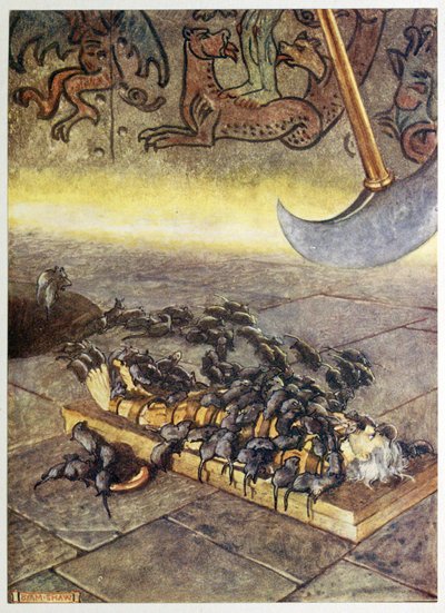 "Folyamatosan felhalmozódó kupacokban nyüzsögtek rám." A Selected Tales of Mystery, kocsma. 1909 (színes litó) alkotó: Byam Shaw
